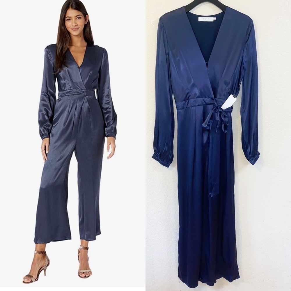 ASTR The Label Malin Long Sleeve Crossover Top Wide Leg Cropped Jumpsuit| NWT!
